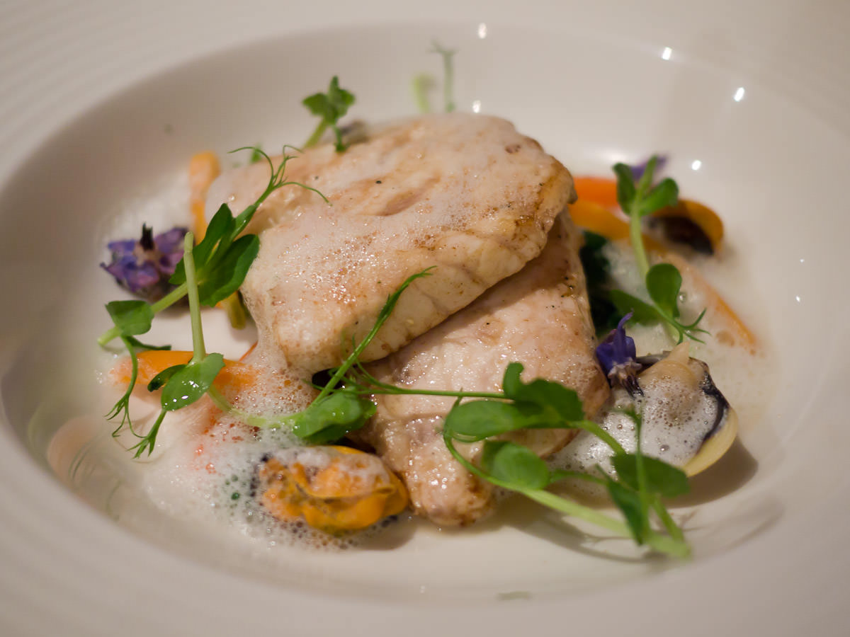 Line-caught Pigeon Island pink snapper, mussels, clams with a saffron emulsion (AU$44)