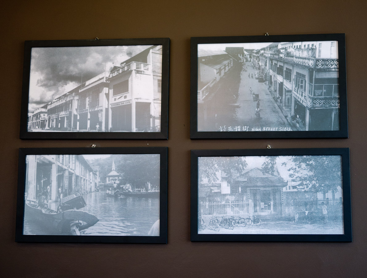 Old photographs of Sibu on the wall