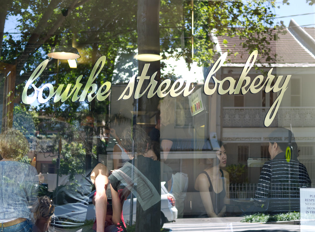 It's busy inside Bourke Street Bakery (peering through window)