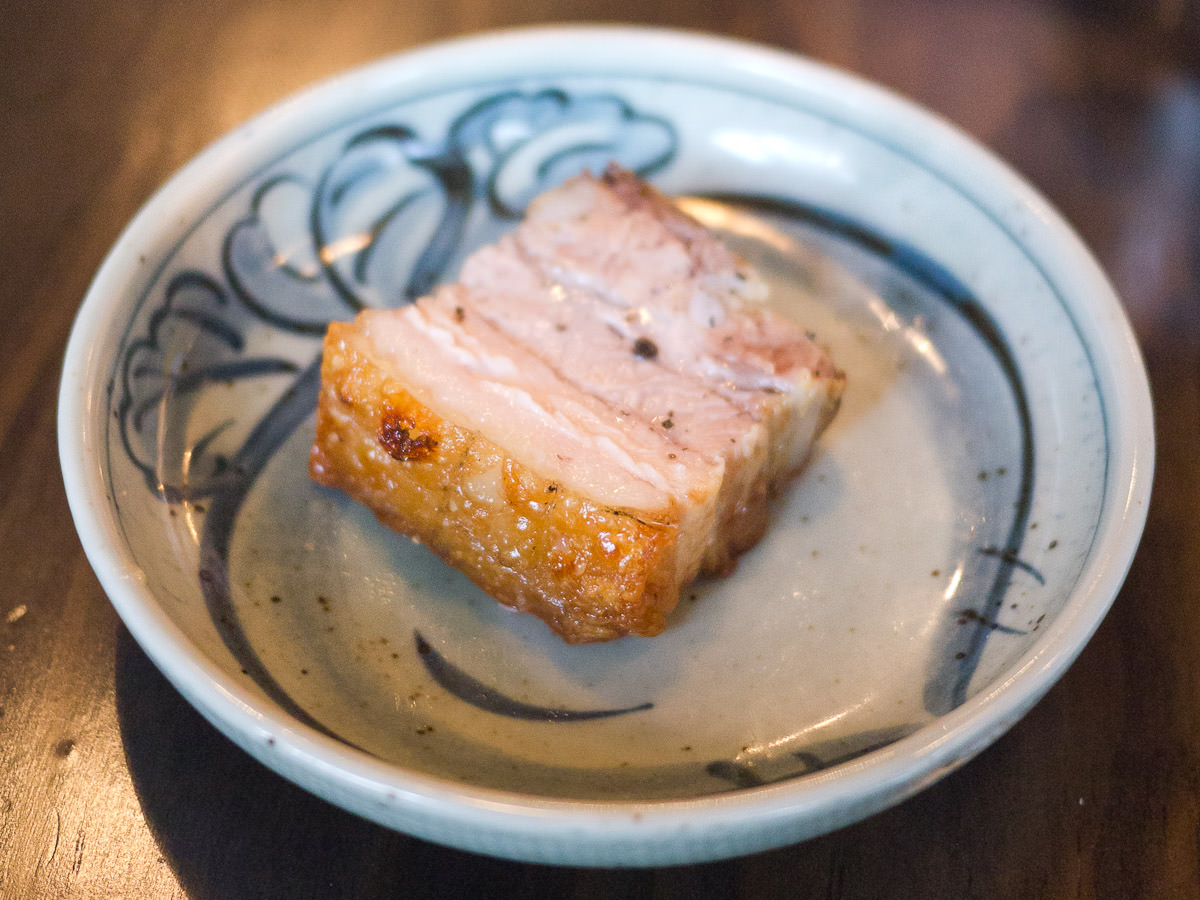 Crispy pork belly with yuzu pepper