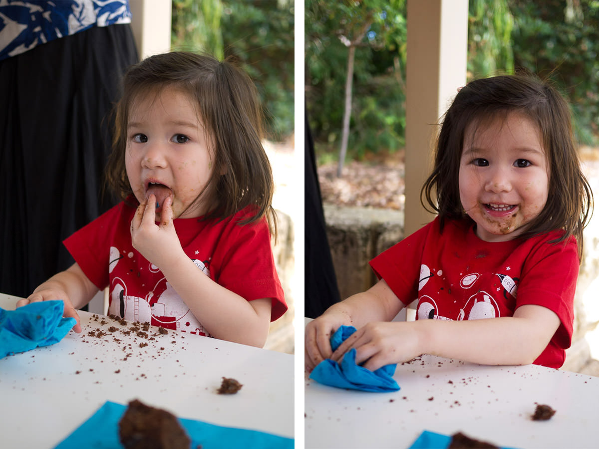 Chocolate cake makes such a mess!
