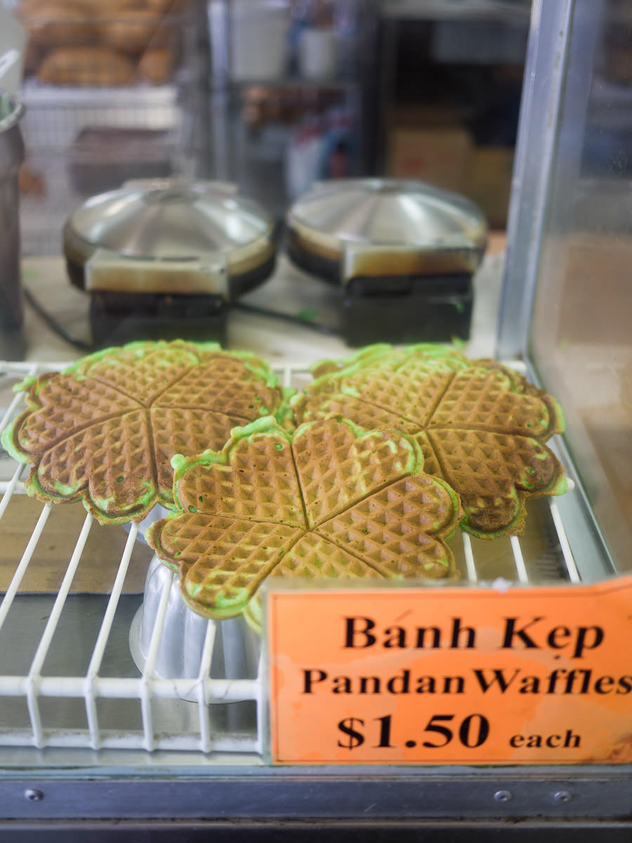 Banh kep - pandan waffles (AU$1.50 each)