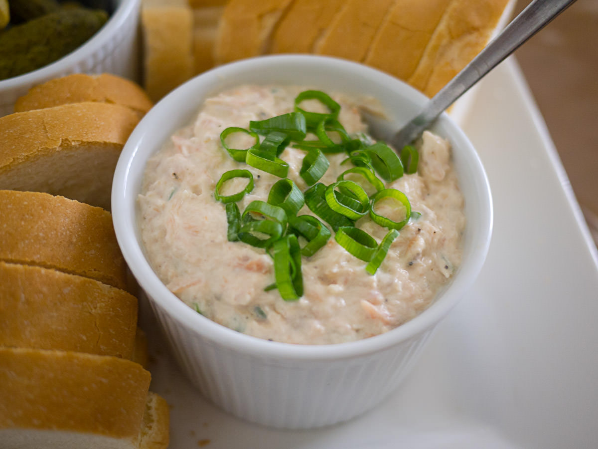Smoked trout dip and bread