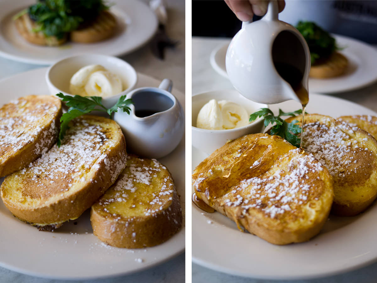 French toast with ice cream and maple syrup (AU$14.50)