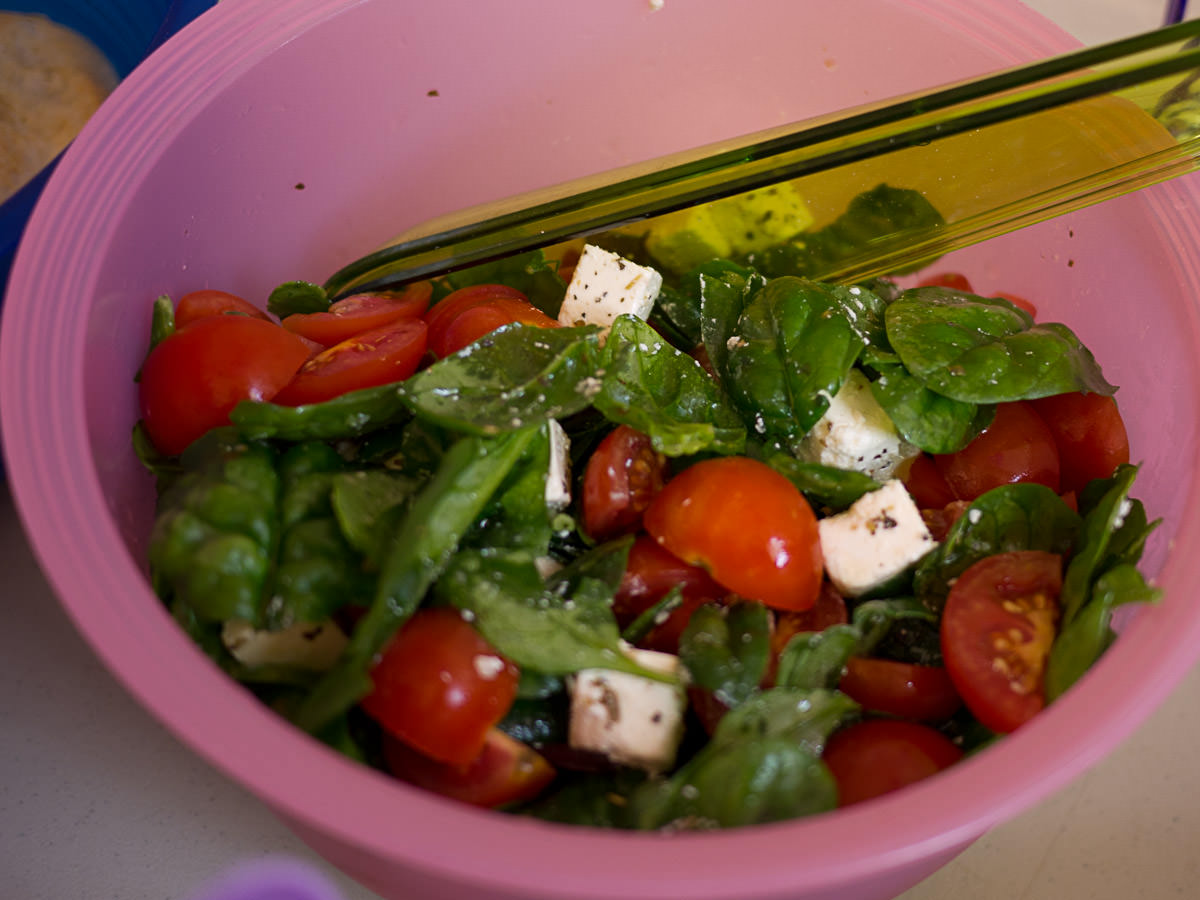 Spinach, tomato and feta salad