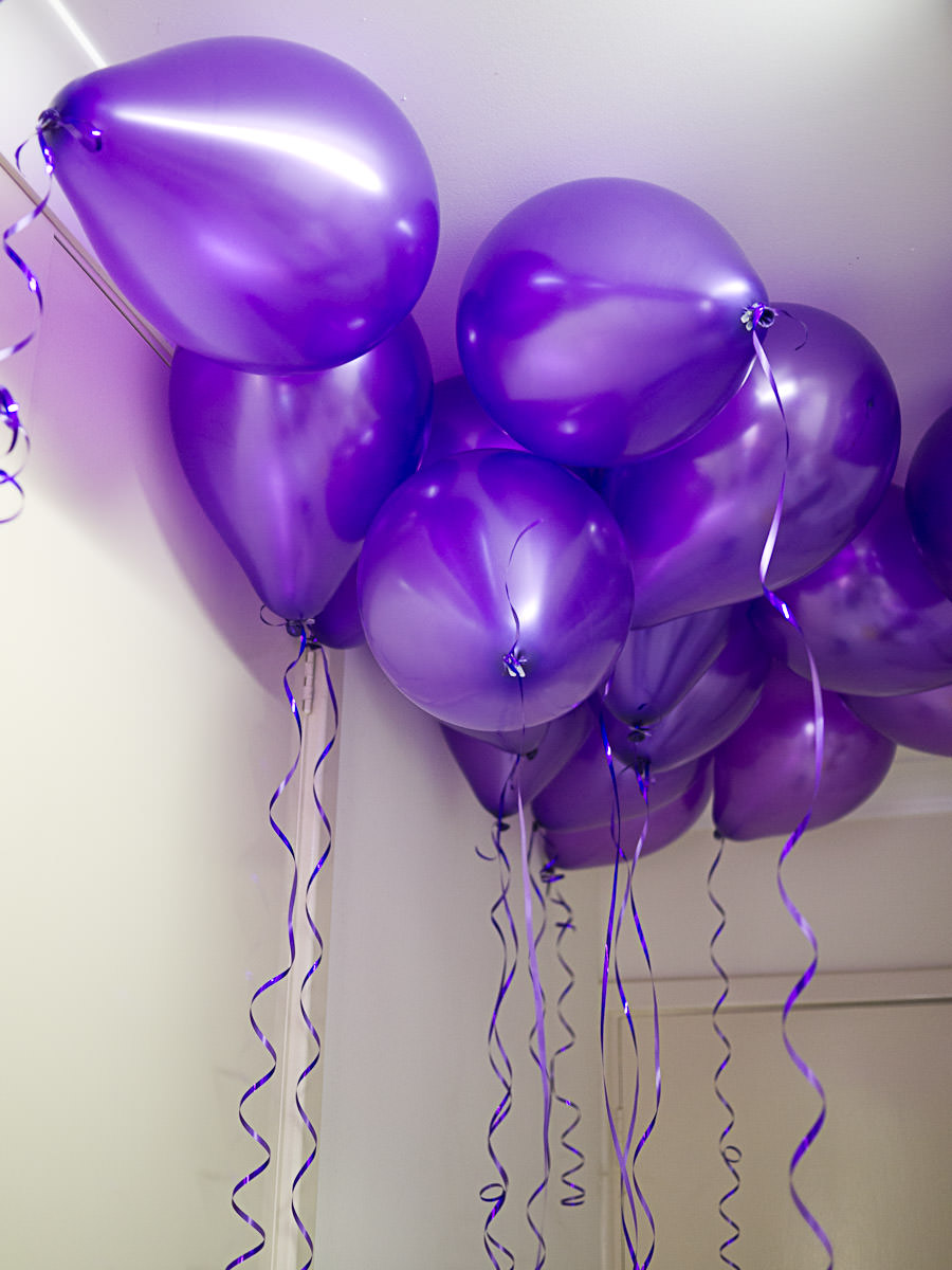 Purple balloons filled with helium