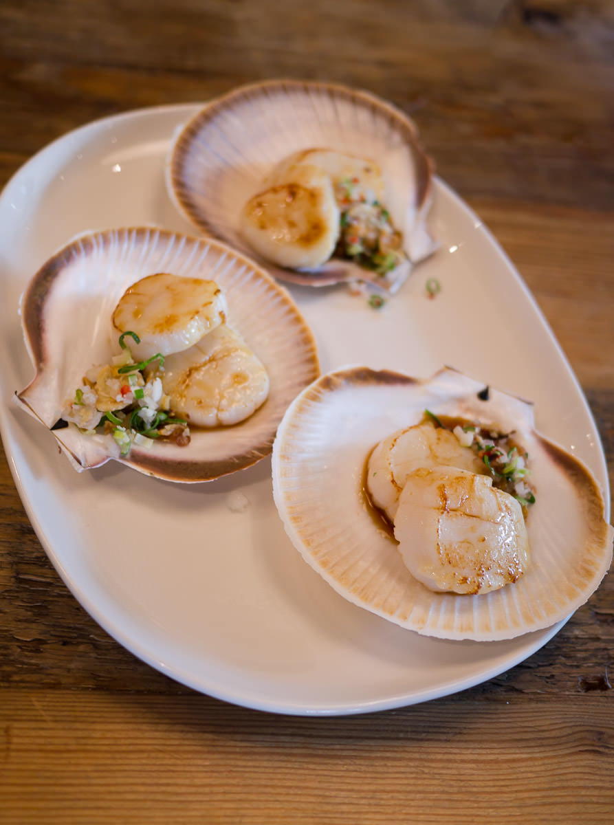 Scallops with yuzu, lime, soy and palm sugar