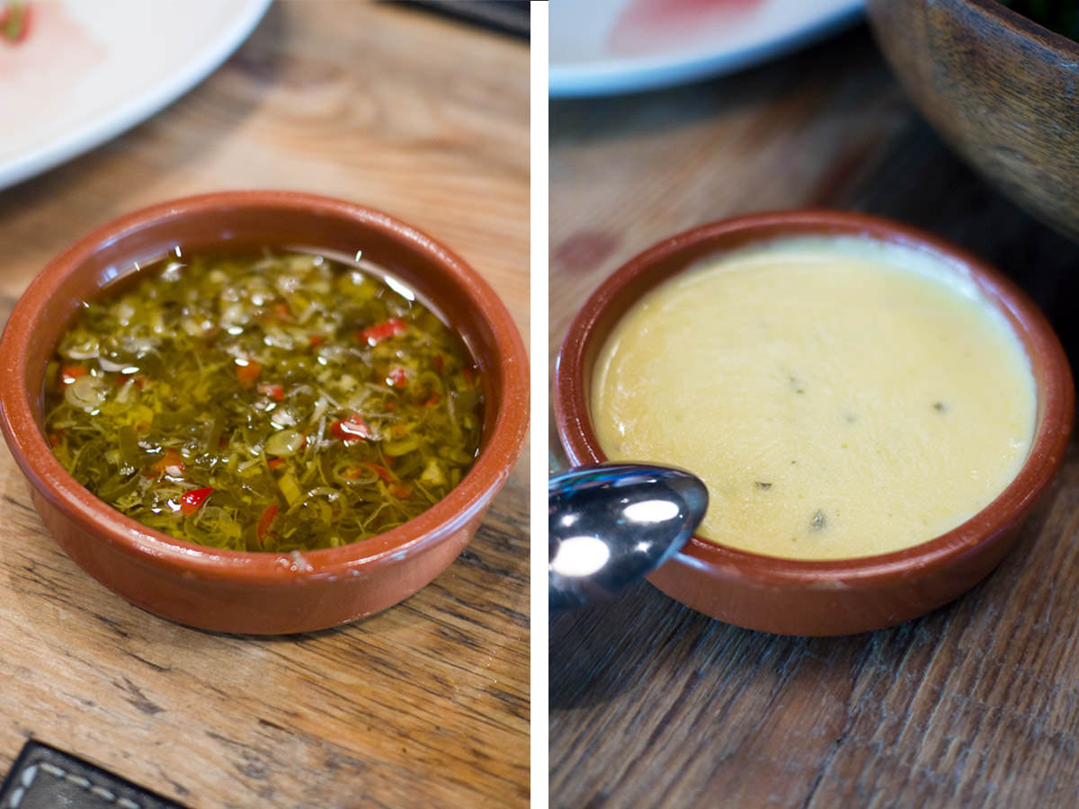 Chimmichurri and bearnaise sauces