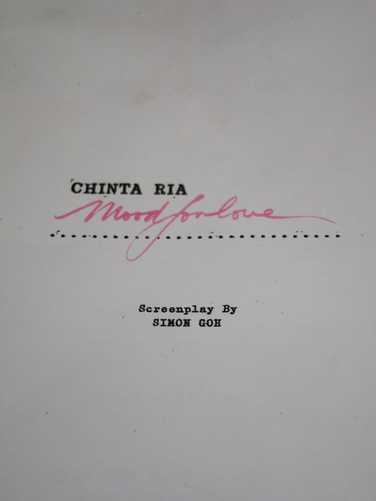 Chinta Ria... Mood for Love menu