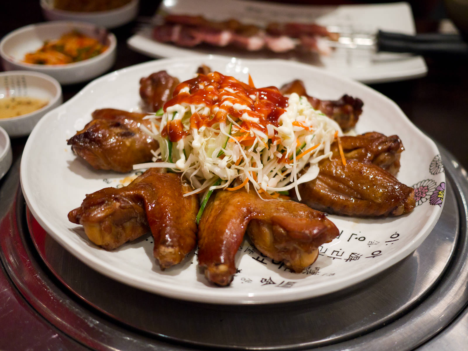 Dak lal gae gui (AU$21, roasted chicken wings)