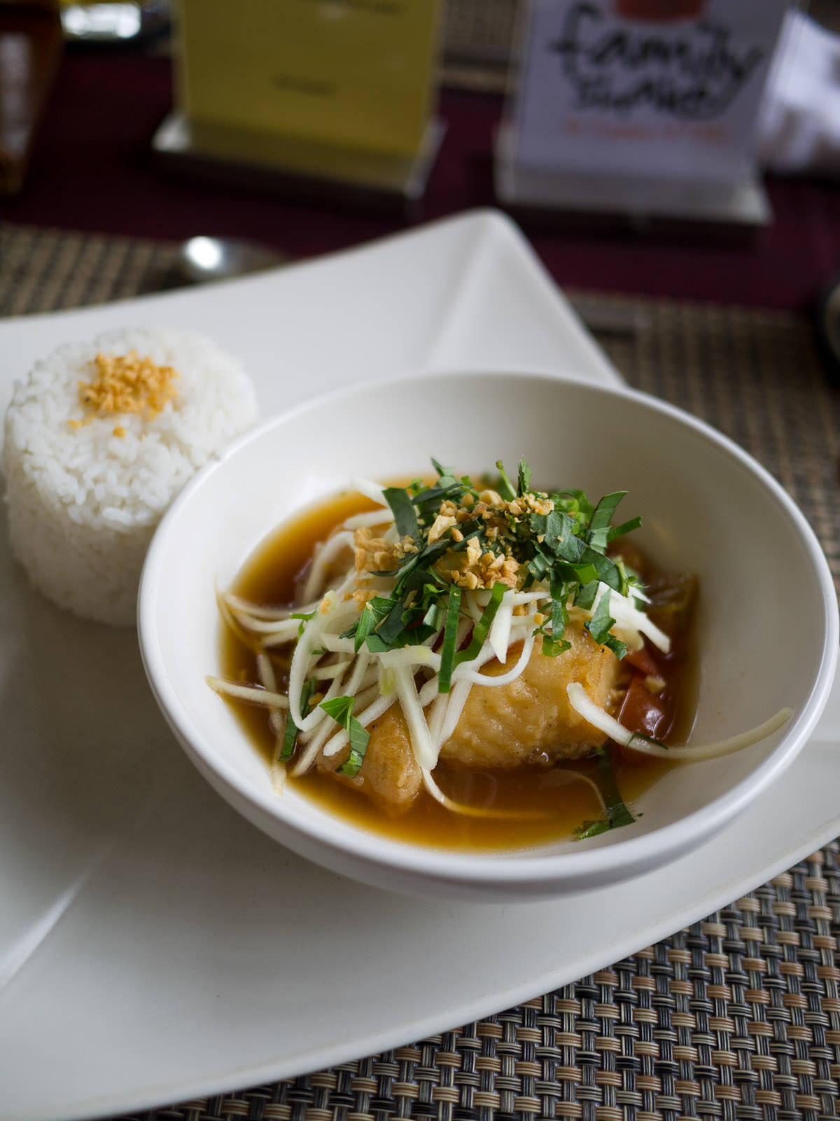 Braised fish with caramelised palm sugar and kampot pepper