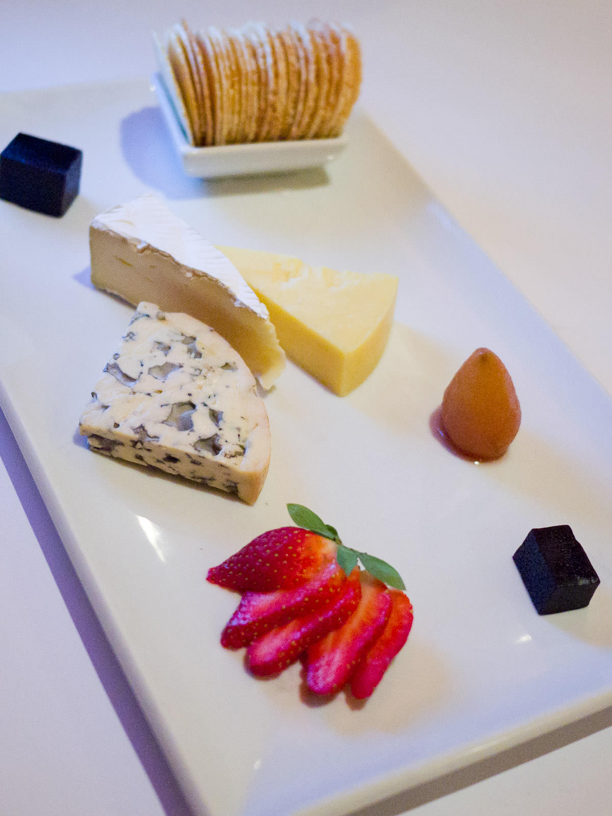 Cheeseboard - Roitelet Brie (France), Fourme d'Ambert Blue (France), Maffra clothbound cheddar (Victoria)
