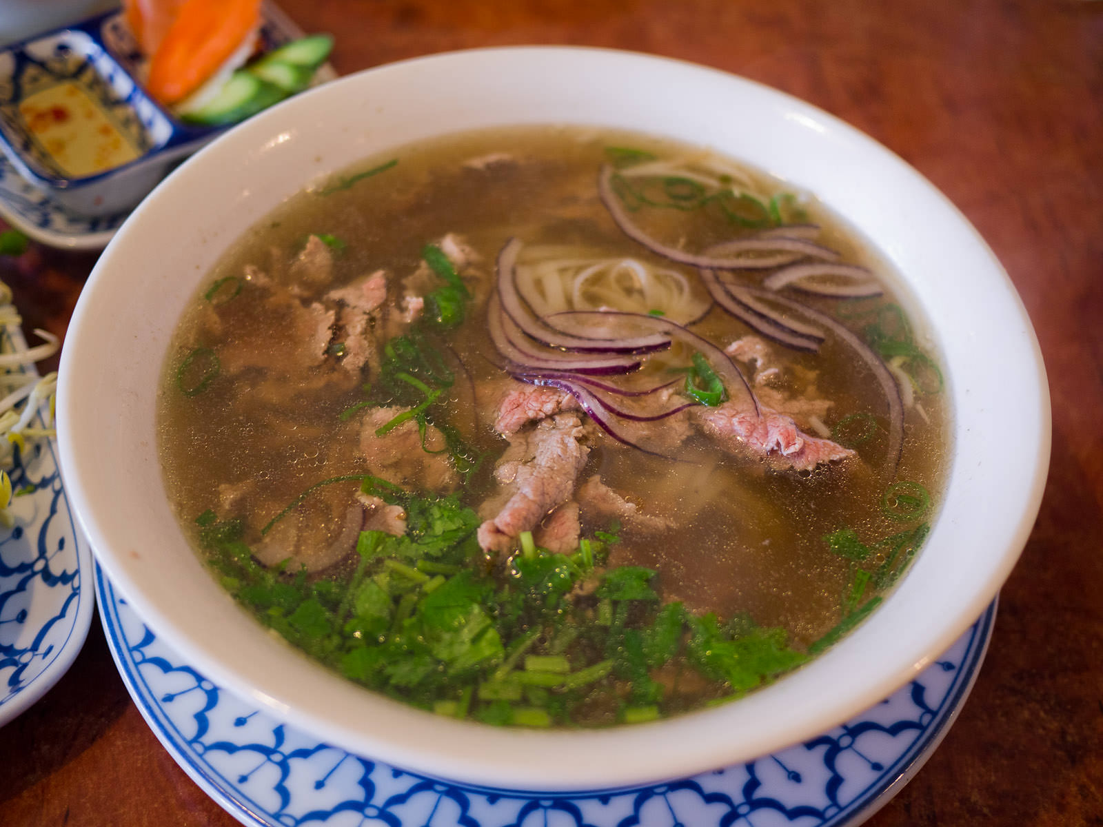 Pho tai (thinly sliced beef with rice noodle soup - AU$12.50)