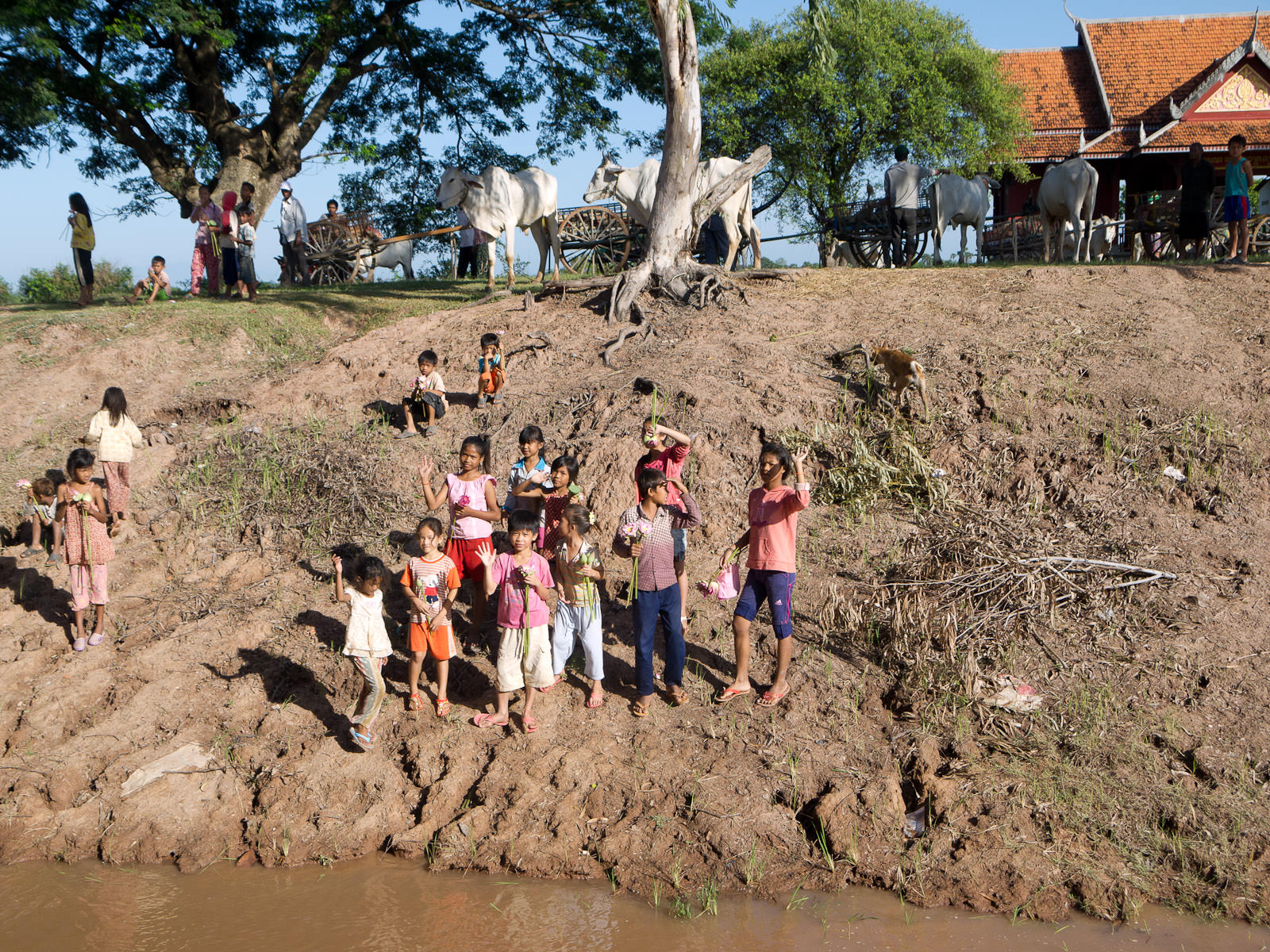 Village children waiting for us on the river bank