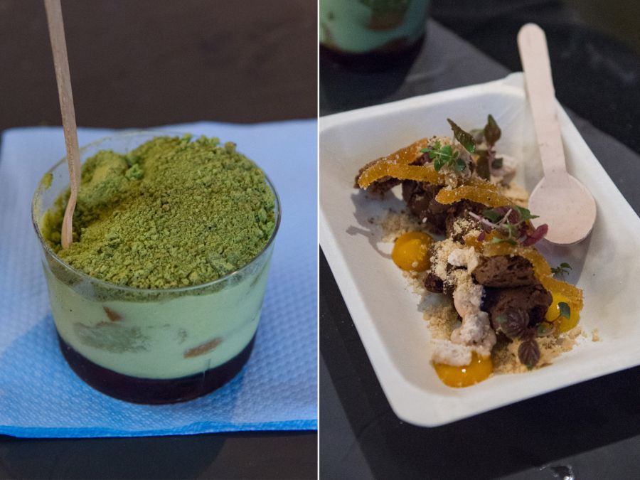 L-R: Green tea, marscapone, red bean (AU$6); Chocolate, peanut, mango (AU$8)