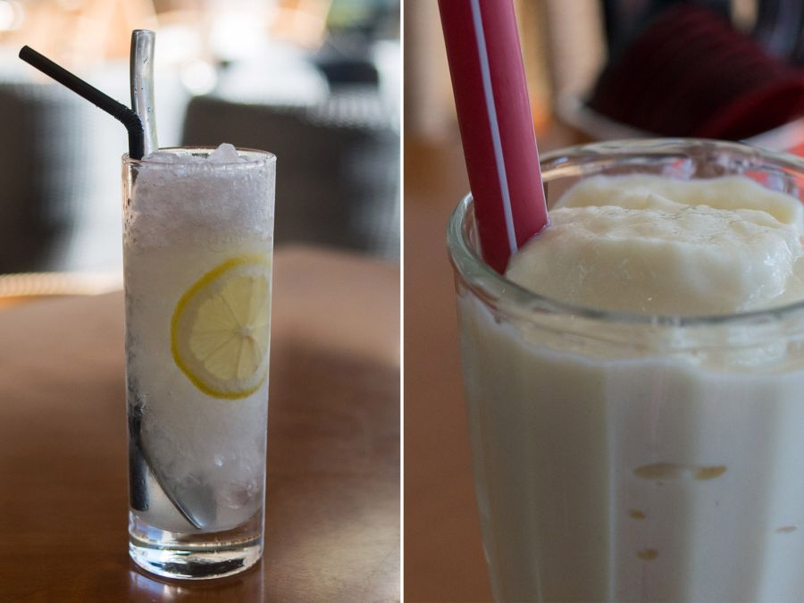 Drinks - iced lemon juice and durian milkshake