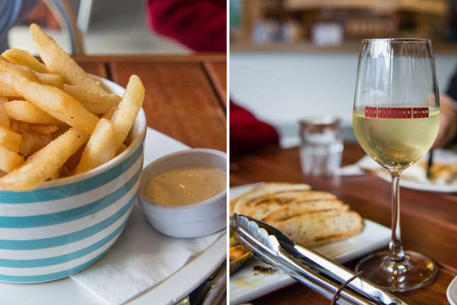 Chips and dip, wine