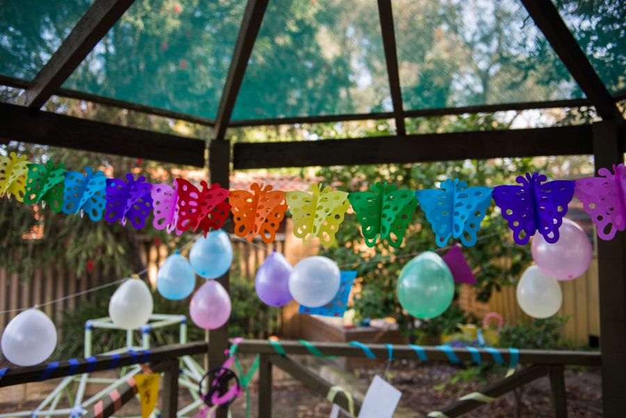Rainbow butterfly party decorations