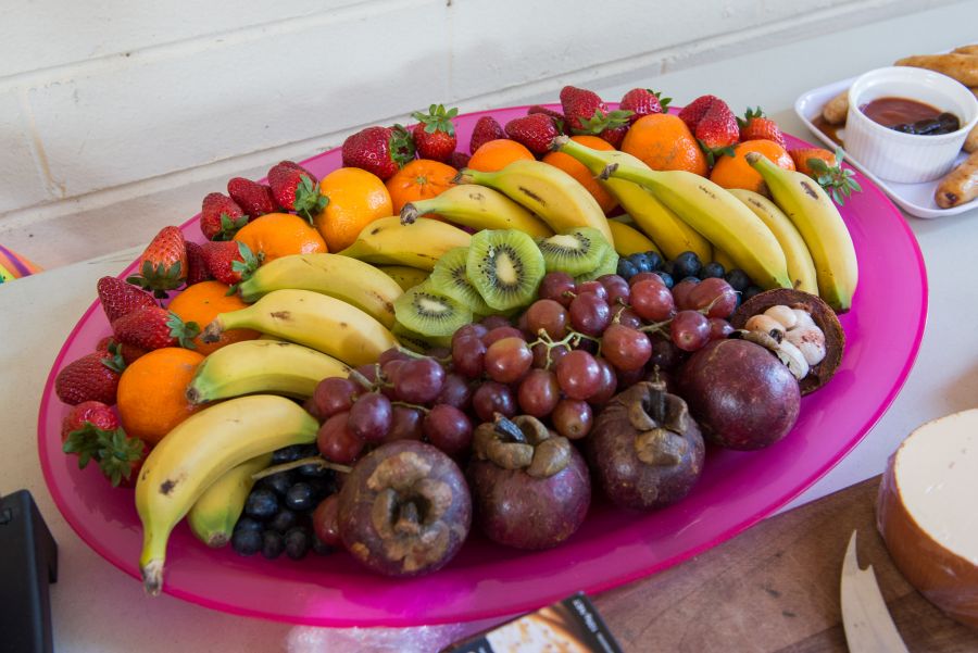 Rainbow fruit platter by my sister CW