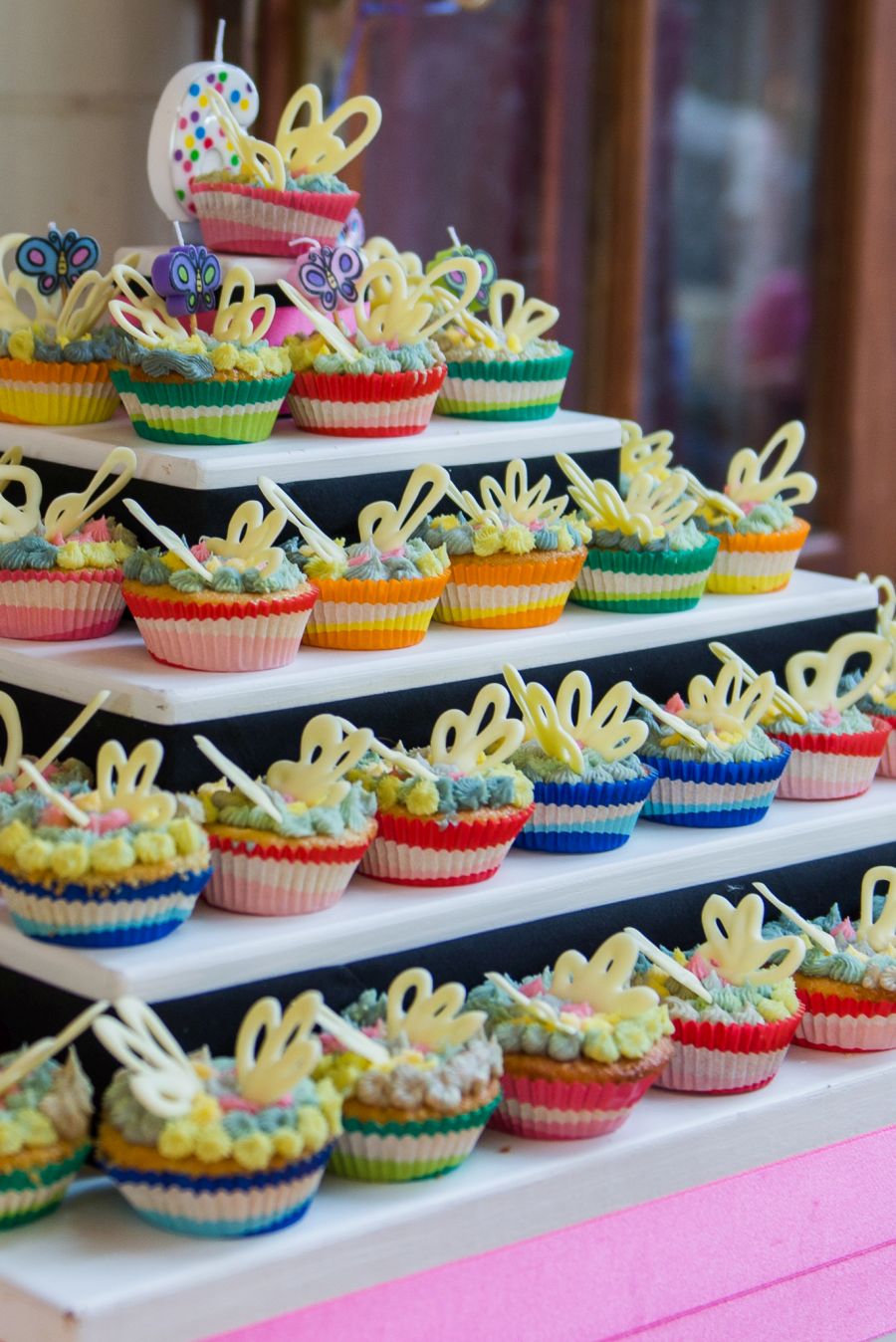 The rainbow butterfly birthday cupcakes