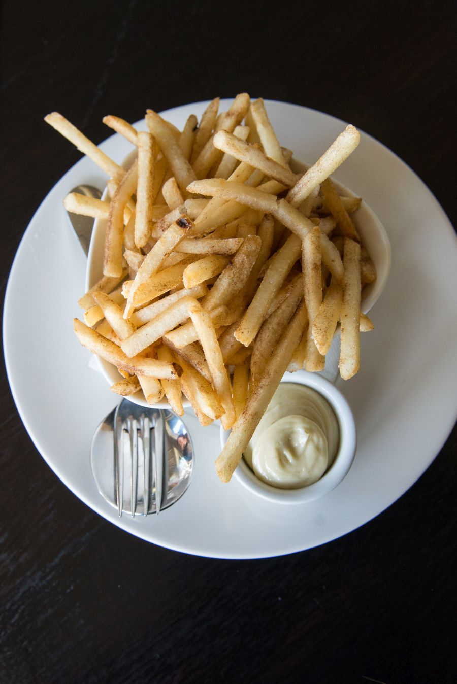 Porcini dusted shoestring fries with blue cheese mayo (NZ$7)