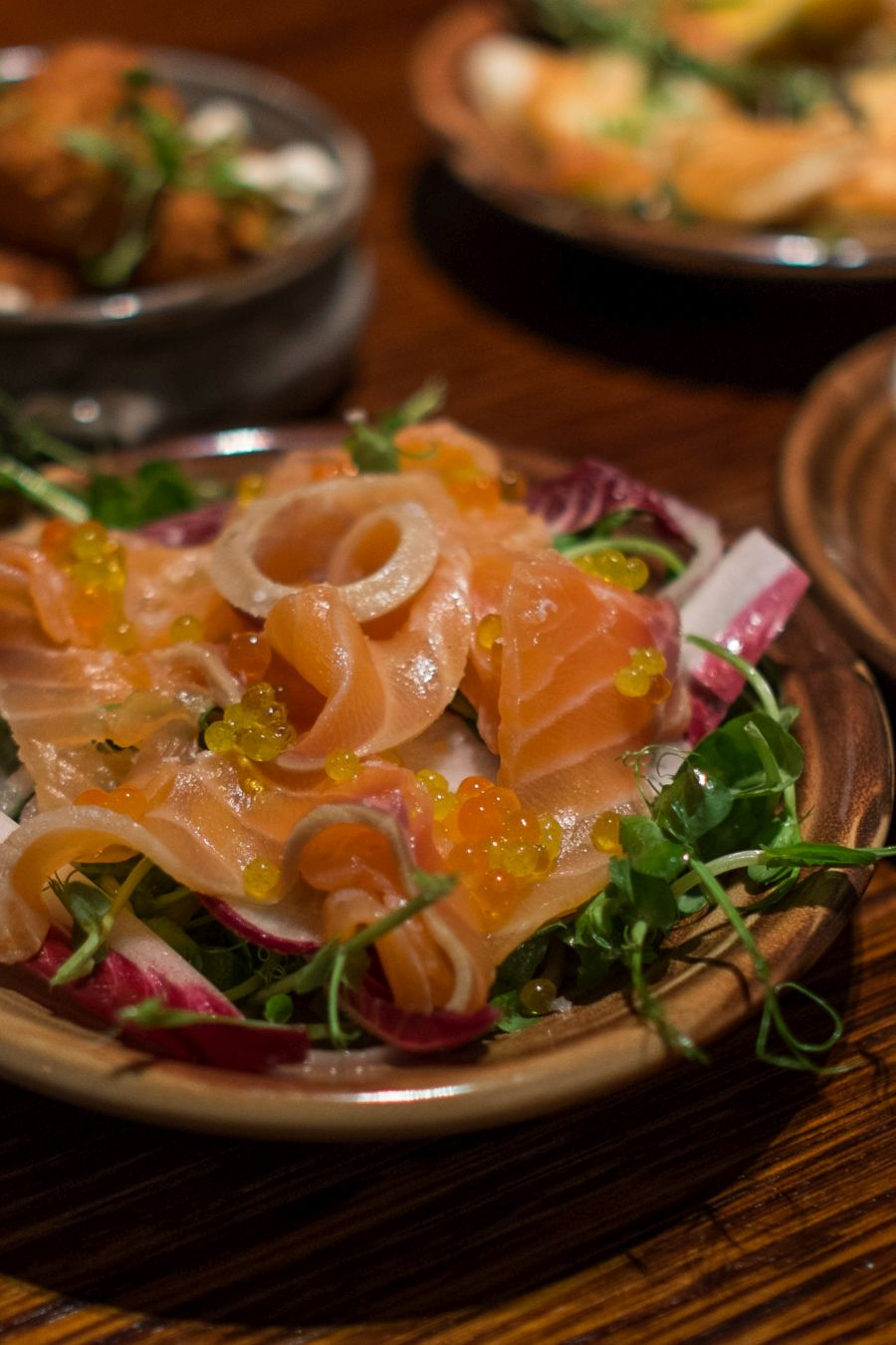 House-smoked apple and whisky cured salmon (AU$16, gluten-free)