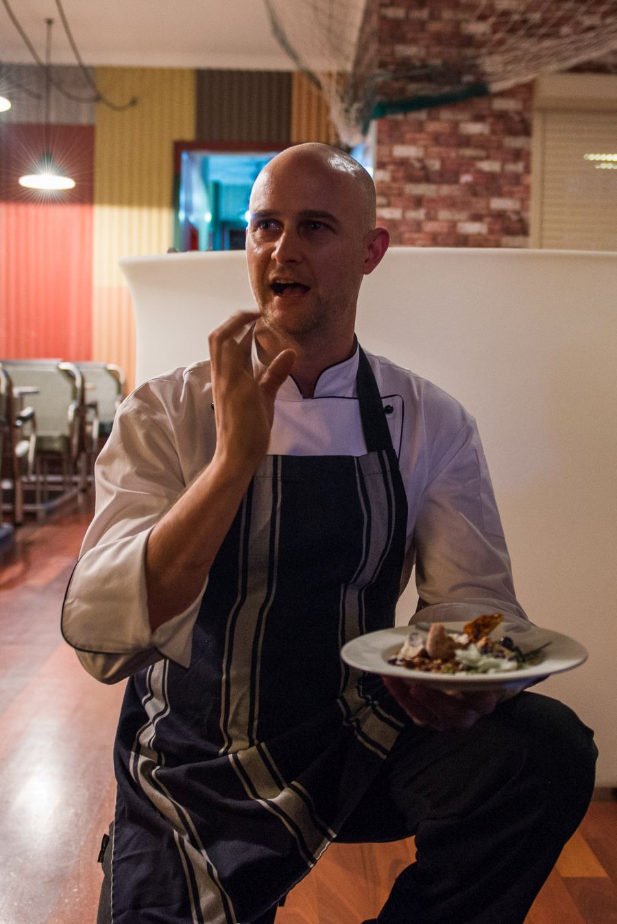 Chef Daniel Sterpini explains the elements of the matching dessert
