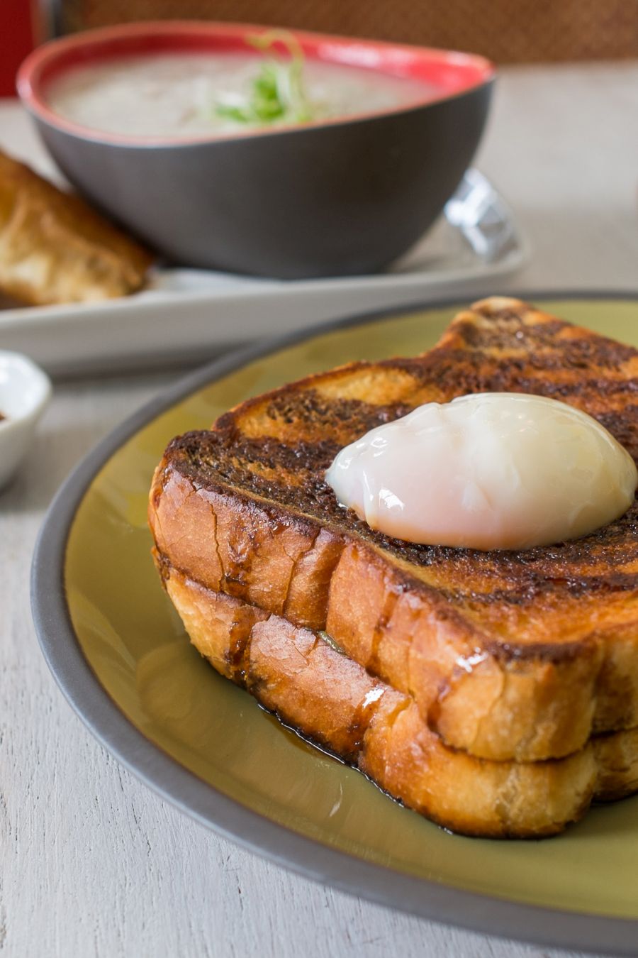 Kaya toast - Texas toast, pandan kaya, 62C egg, sweet soy (AU$12)