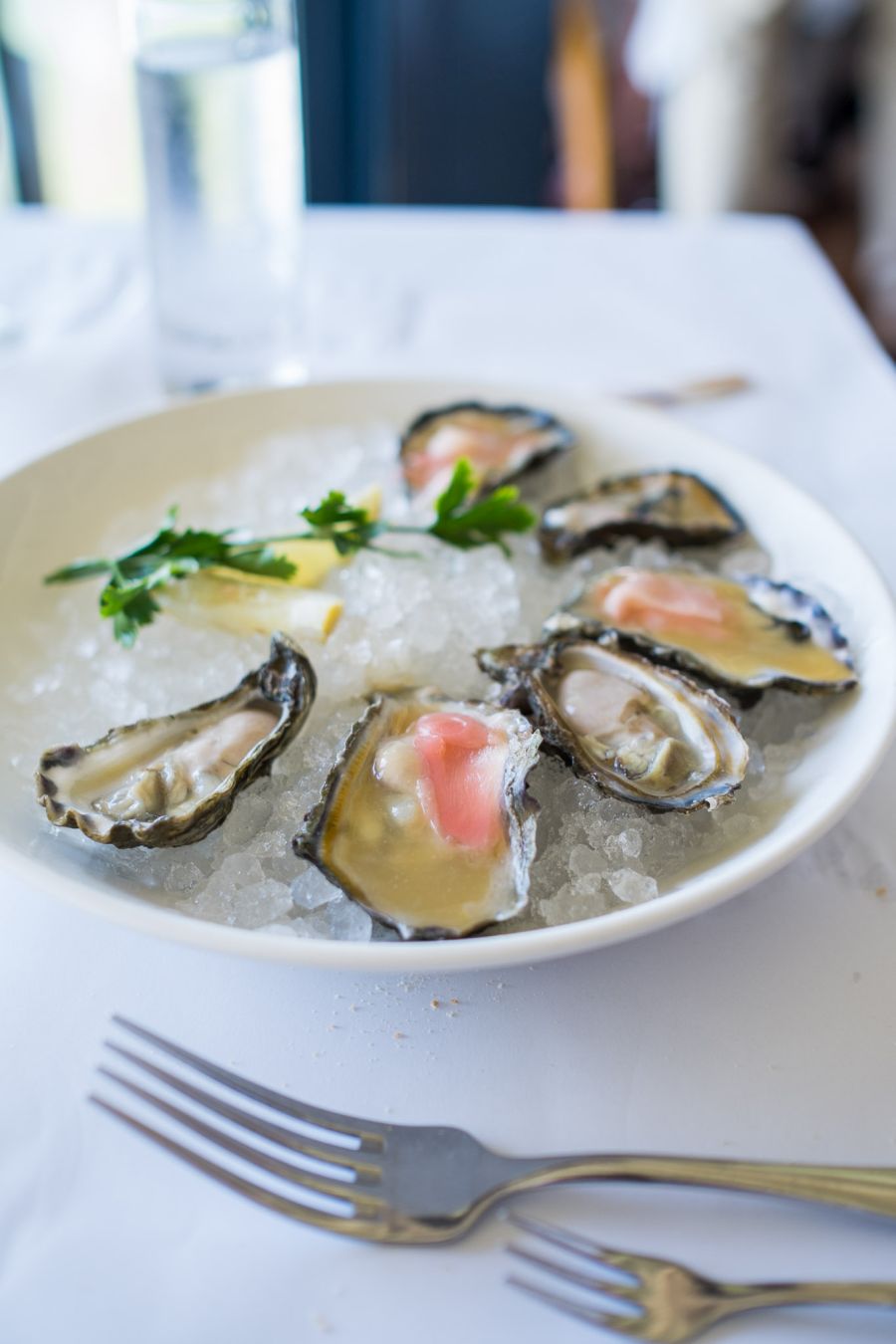 South Australian oysters - natural with fresh lemon (AU$3 each), miso and ginger (AU$4 each)