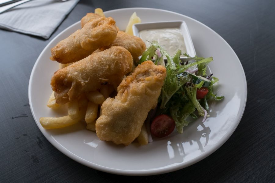 Fish and chips - beer battered salad and housemade tartare sauce (AU$23)