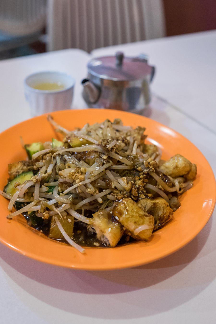 Chinese rojak (AU$8) with blanched beansprouts, cucumber, pineapple, apple, fried tow pok tossed with ground roasted peanuts and shrimp paste