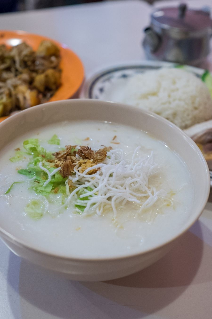 Chicken porridge (AU$7.50) - Cantonese-style rice porridge with shredded chicken