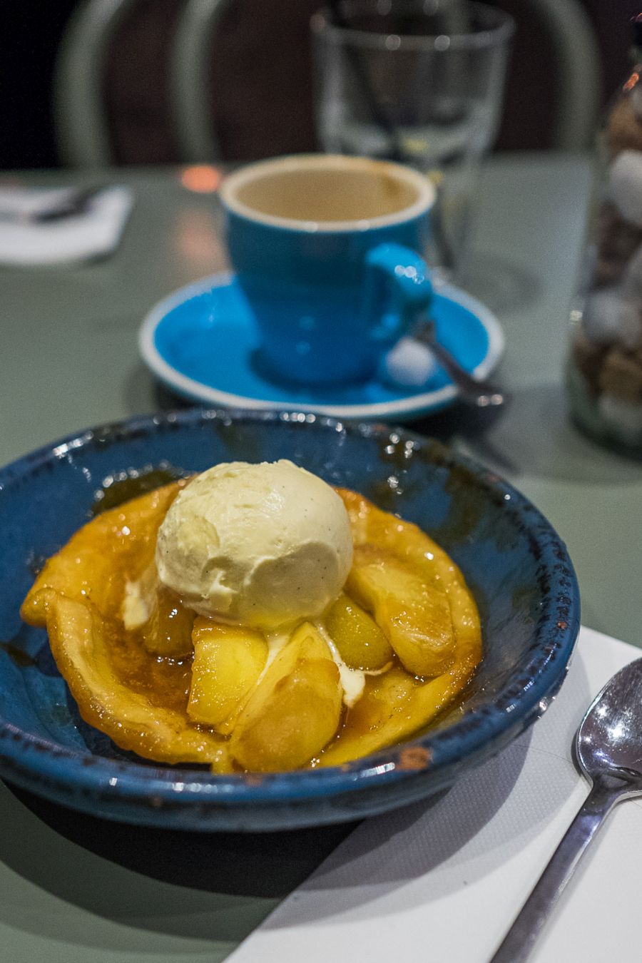 Apple tarte tatin with vanilla ice cream (dessert special, AU$14)