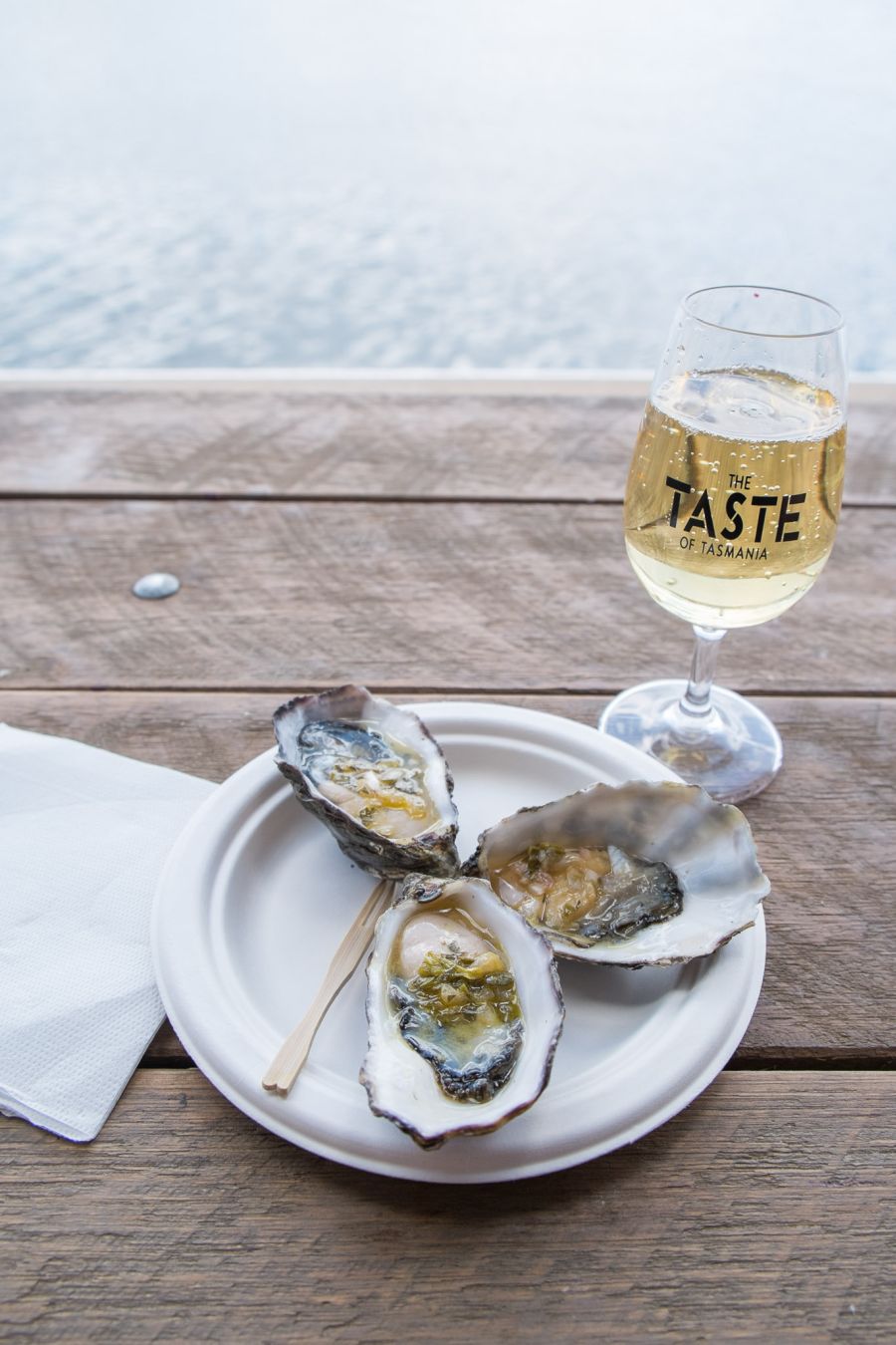 From the Clover Hill Oyster Bar - oysters dressed with Pernod, tarragon and olive oil, with a glass of champagne