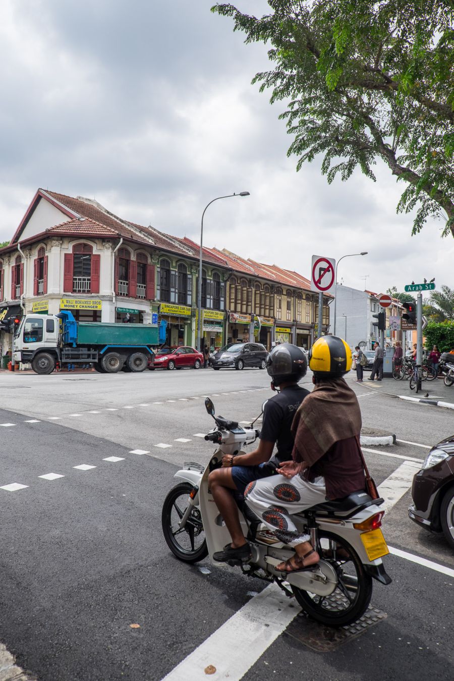 We walked along Arab Street and crossed at these traffic lights many times during our stay