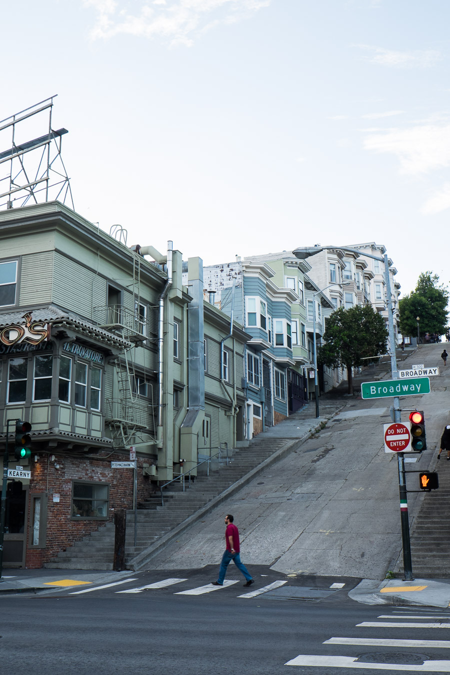 San Francisco has extremely steep hills. I walked up many of them.