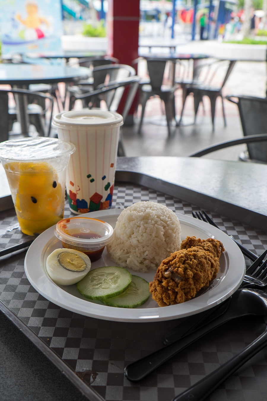 Nasi lemak combo with fruit cup and drink