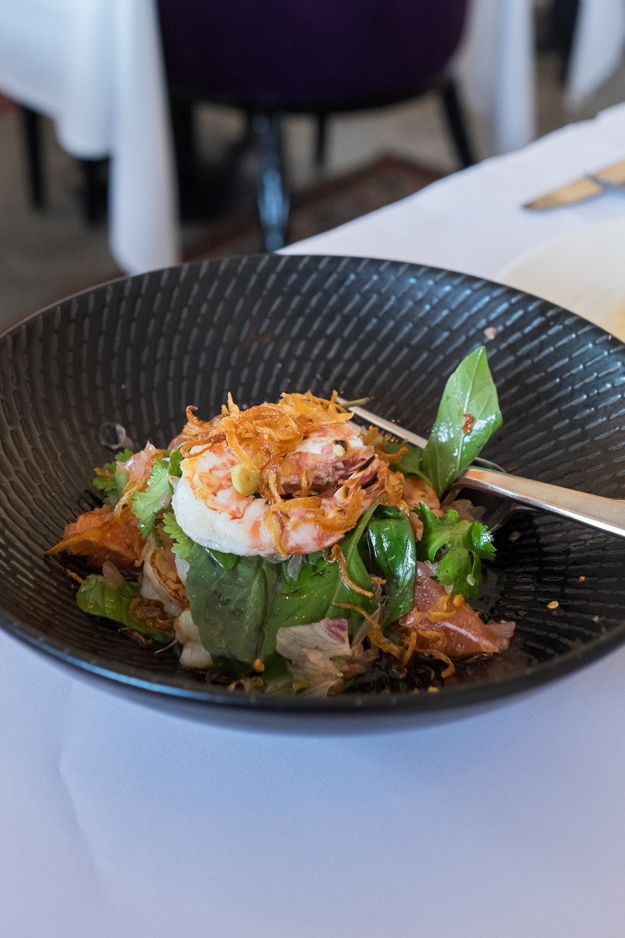 Pomelo salad of prawns with shallots, lemongrass, coriander, chilli and lime