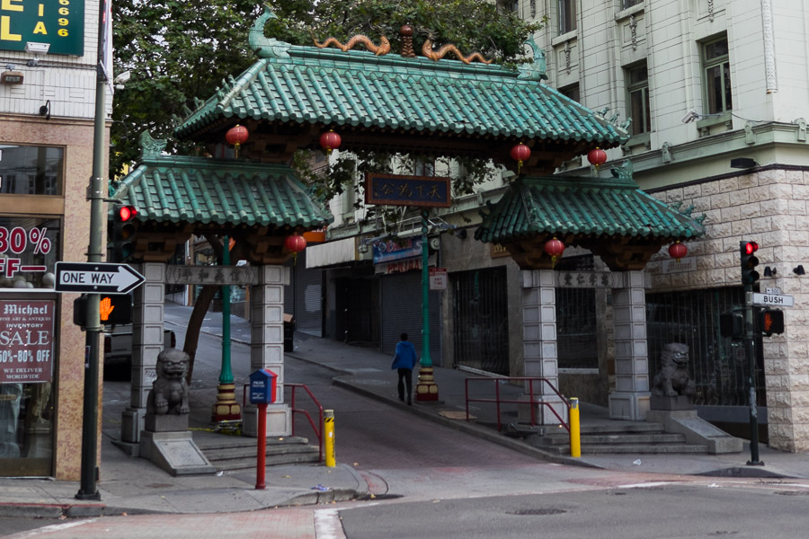 The gates at the entrance of Chinatown on Grant Street, San Francisco