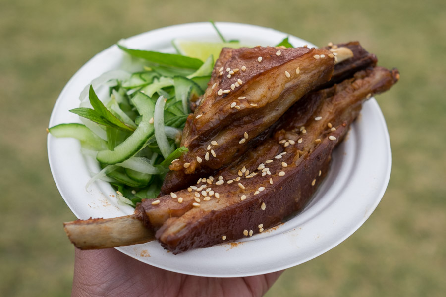 el Publico's Best of Taste dish: Lamb Ribs - twice cooked, served sticky, with sesame, cucumber and lime (12 crowns).
