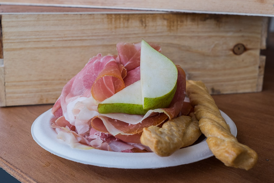 Lalla Rookh Wine and Salumi Store:  18 month old Prosciutto di Parma with fresh pear and grissini (17 crowns).