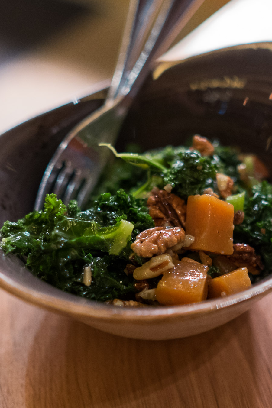Kale and yams (AU$12) - candied yams, pecans and sweet mustard dressing