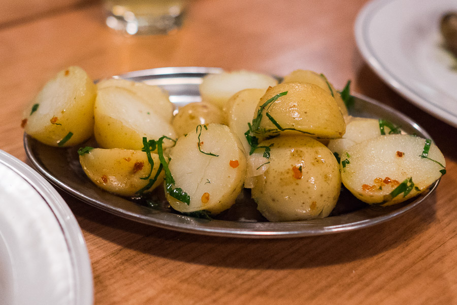 Chat potatoes, butter, chilli and lemon (AU$8)