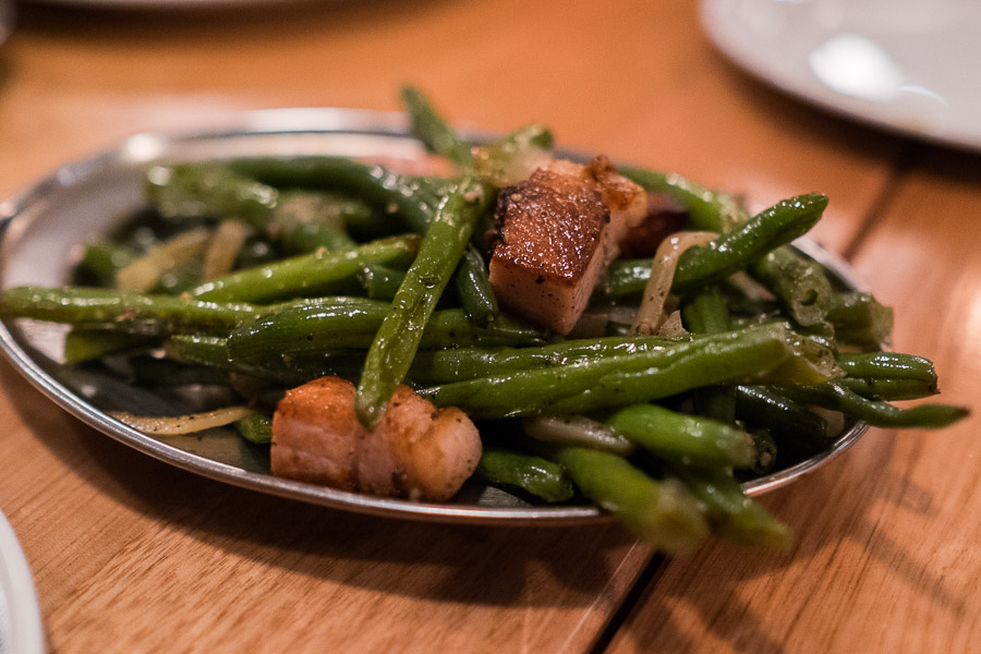 Green beans, bacon, onion and white wine (AU$9.50)