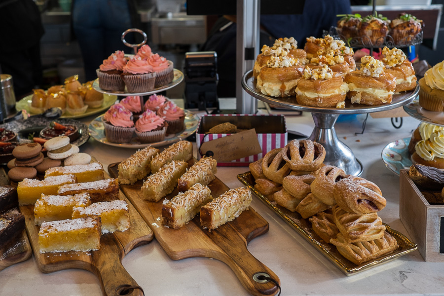 Pastries and cakes at the front counter