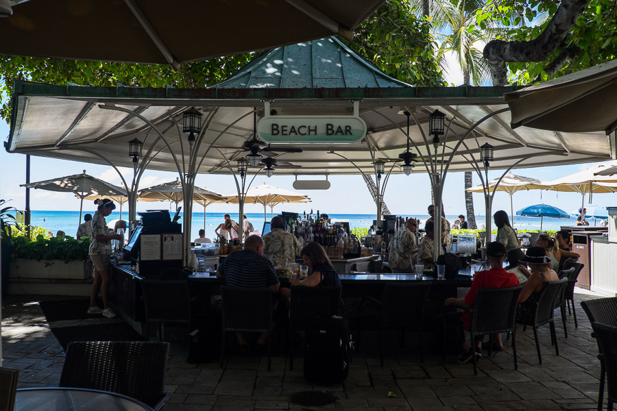 The Beach Bar under the banyan tree at The Moana