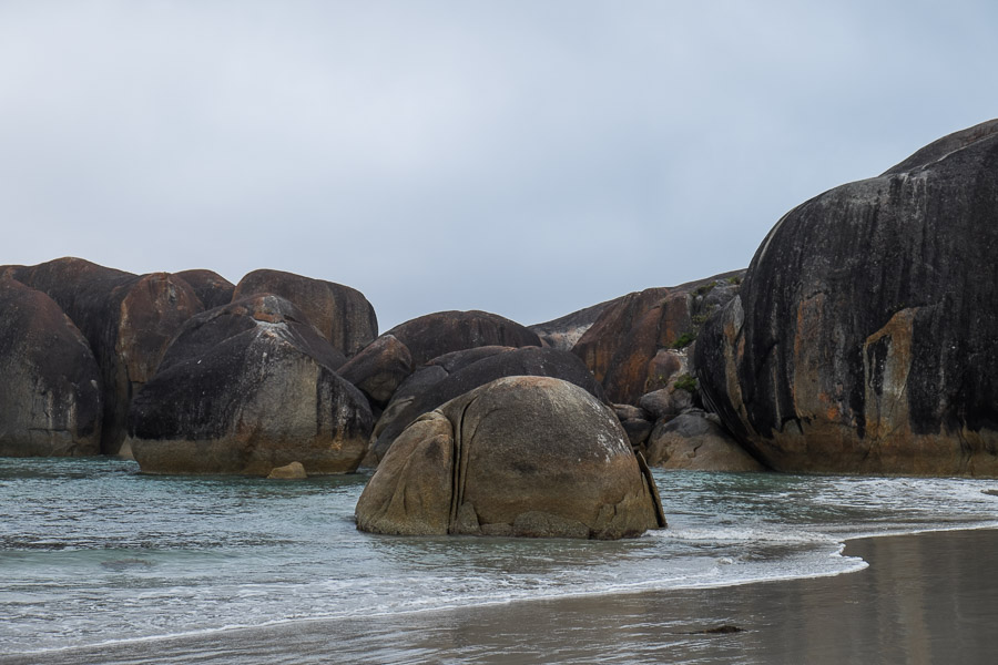 Grey morning at Elephant Cove beach. Can you see the 'baby elephant'? 