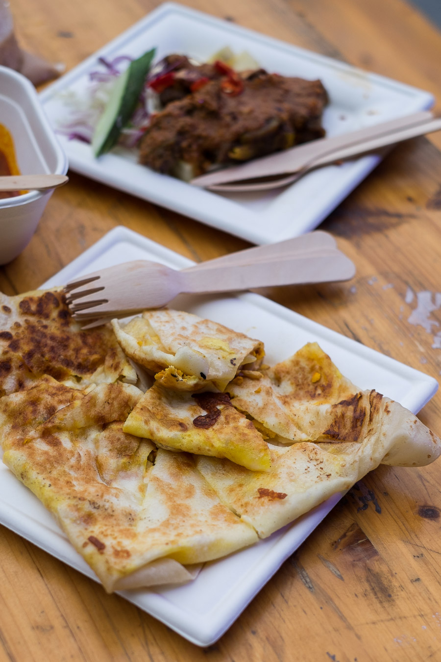 Tandoori chicken murtabak and satay ribs